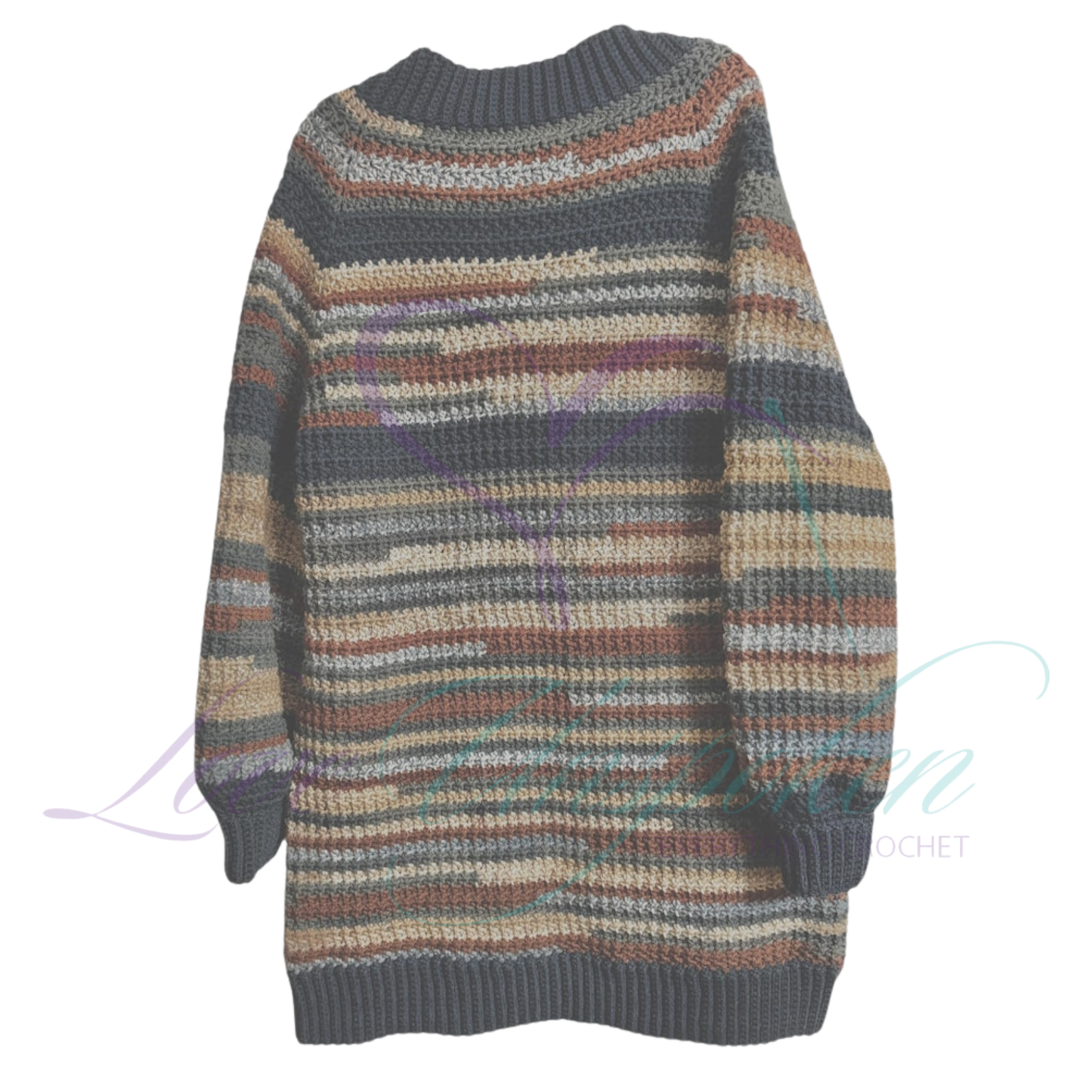 Handmade Multi-Color Variegated Crochet Cardigan and Hat Set | Wearable Art
