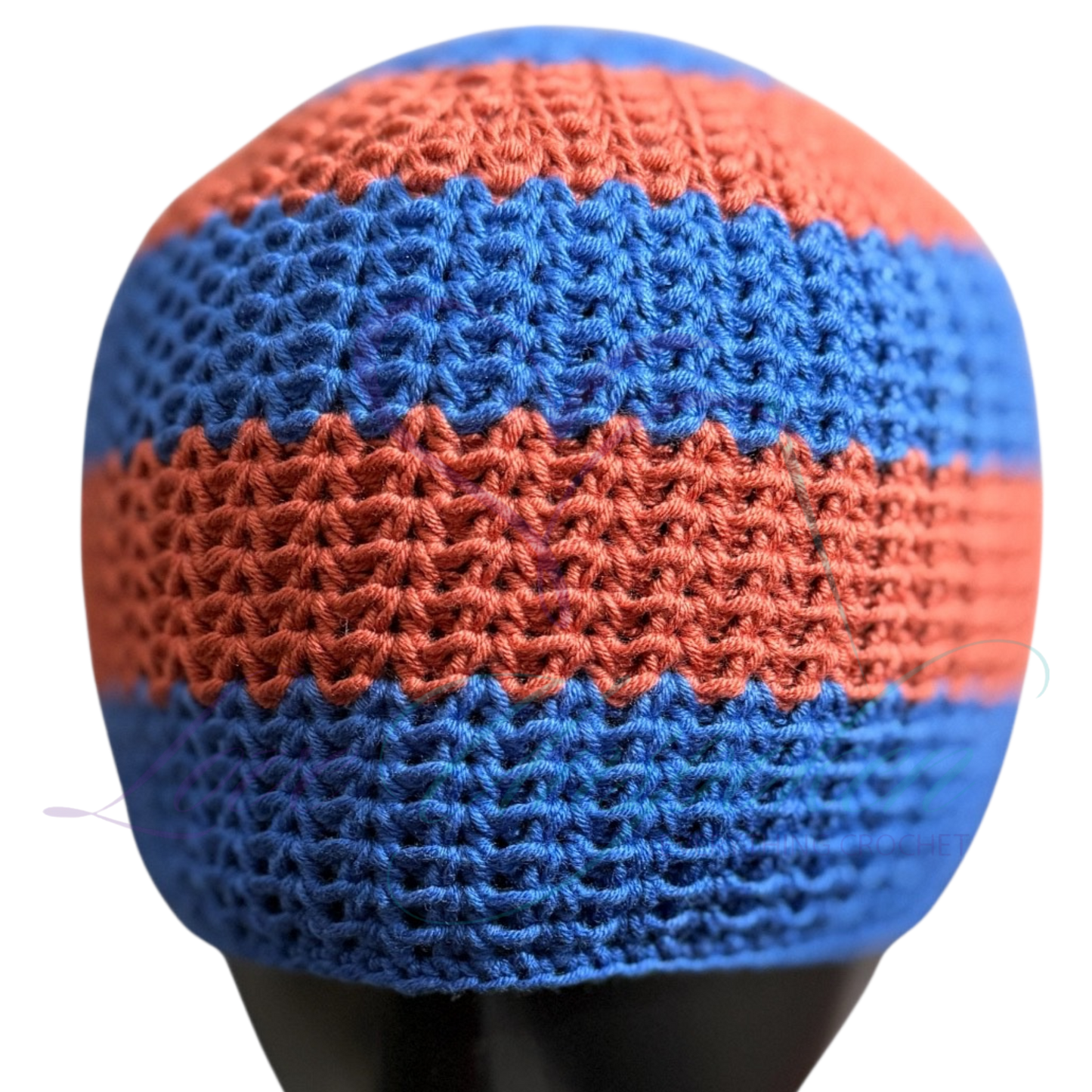 Red & Blue Handmade Crochet Kufi Hat | Taqiyah Skull Cap