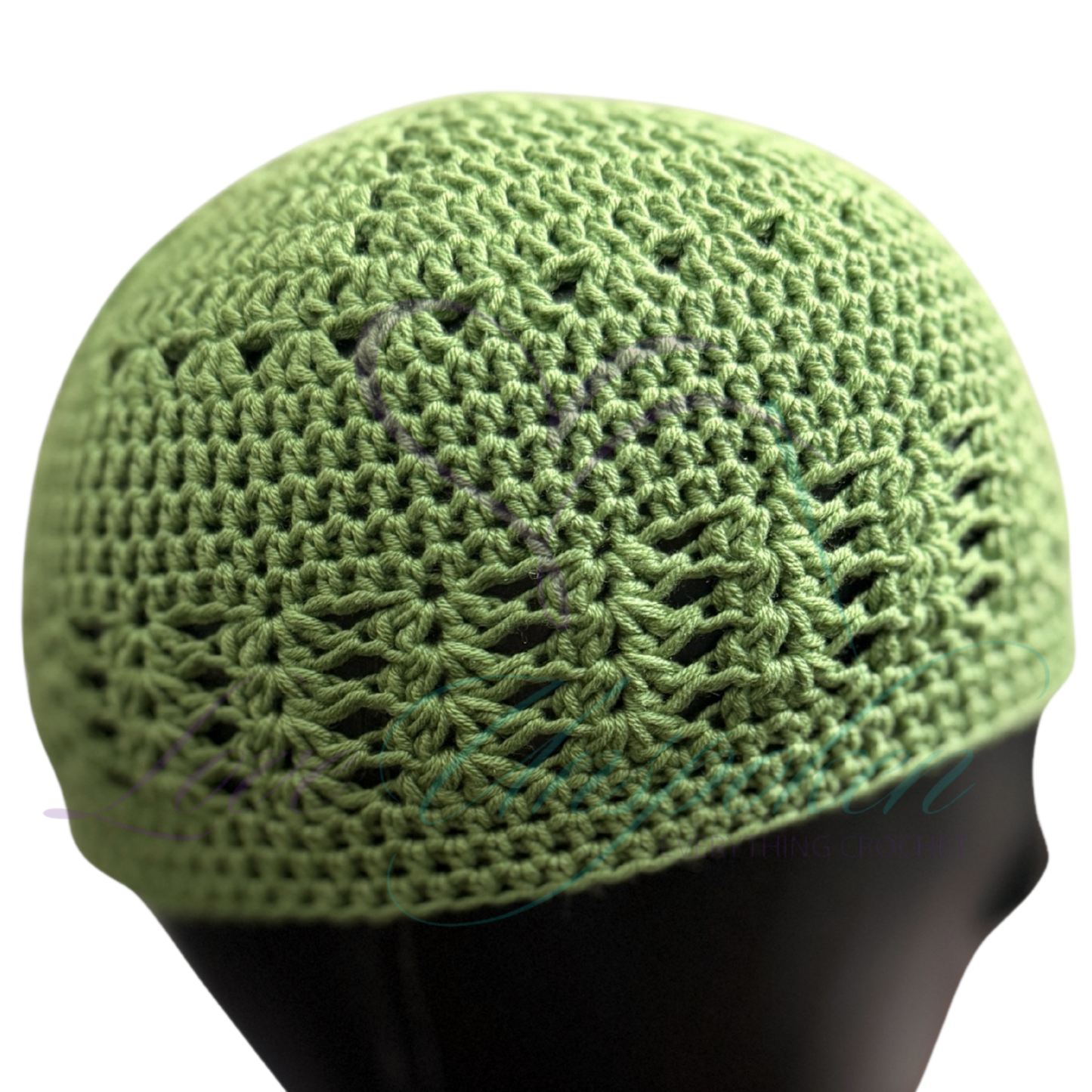 Olive Handmade Crochet Kufi Beanie | Earthy Taqiyah Skull Cap