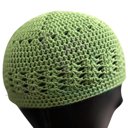 Olive Handmade Crochet Kufi Beanie | Earthy Taqiyah Skull Cap