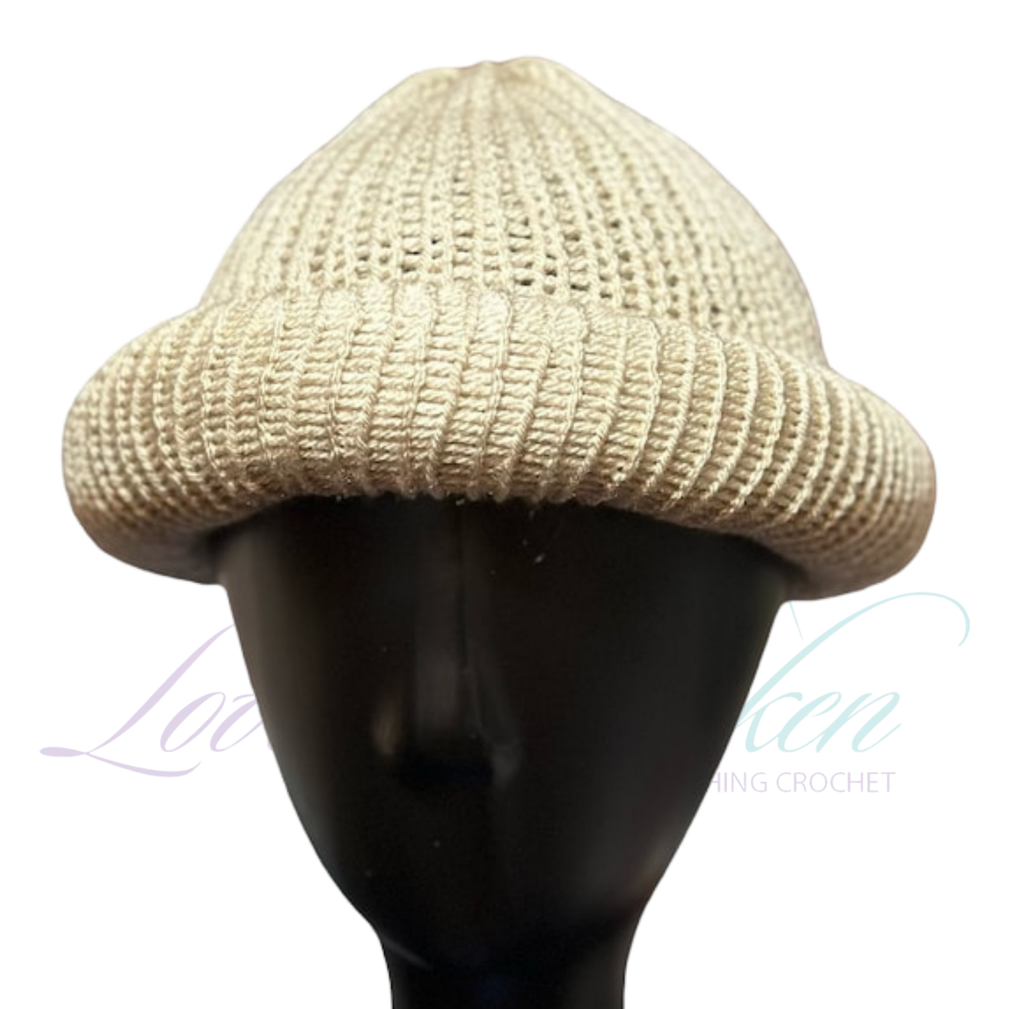 Beige Roll Up Knit Beanie Parchment