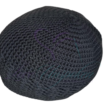 Black Handmade Crochet Kufi Beanie | Classic Taqiyah Skull Cap