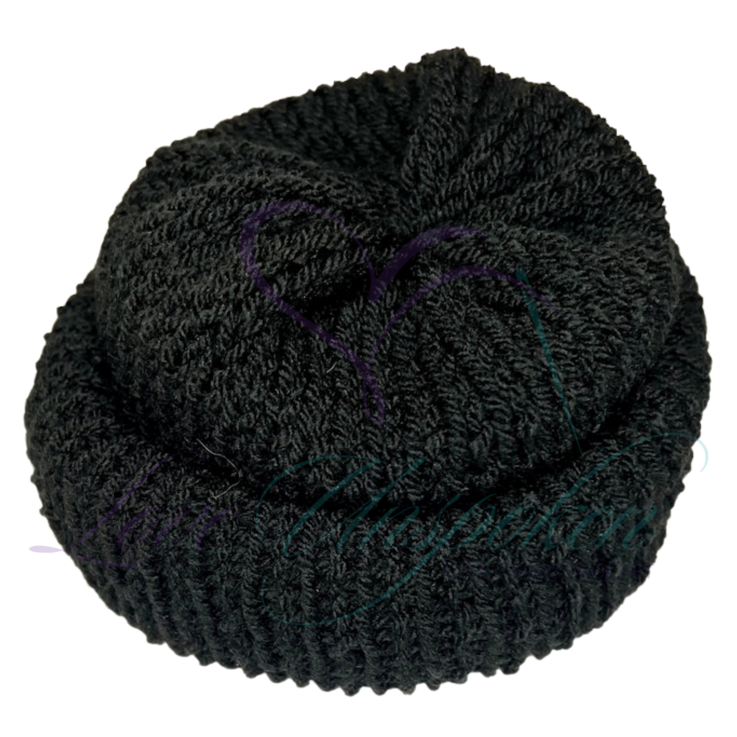 Black Handmade Knit Roll-Up Beanie | Crochet Fisherman Cap