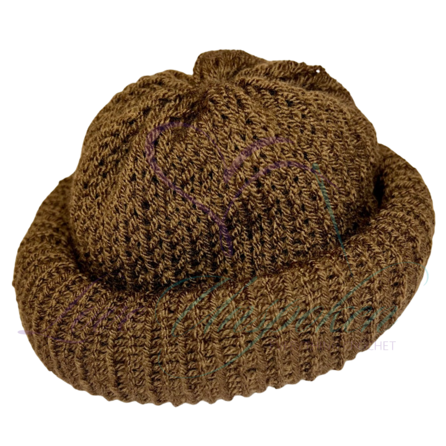 Brown Handmade Knit Roll-Up Beanie | Crochet Fisherman Hat