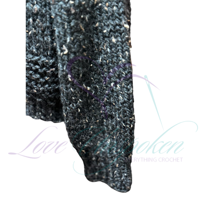 Handmade Crop Black Wool Cardigan | Crochet Open-Front Jacket