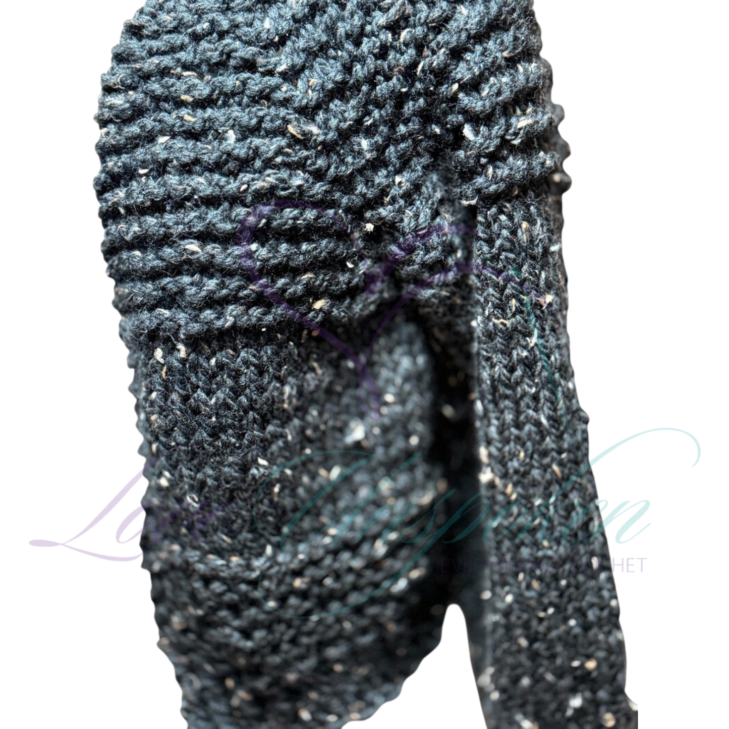 Handmade Crop Black Wool Cardigan | Crochet Open-Front Jacket