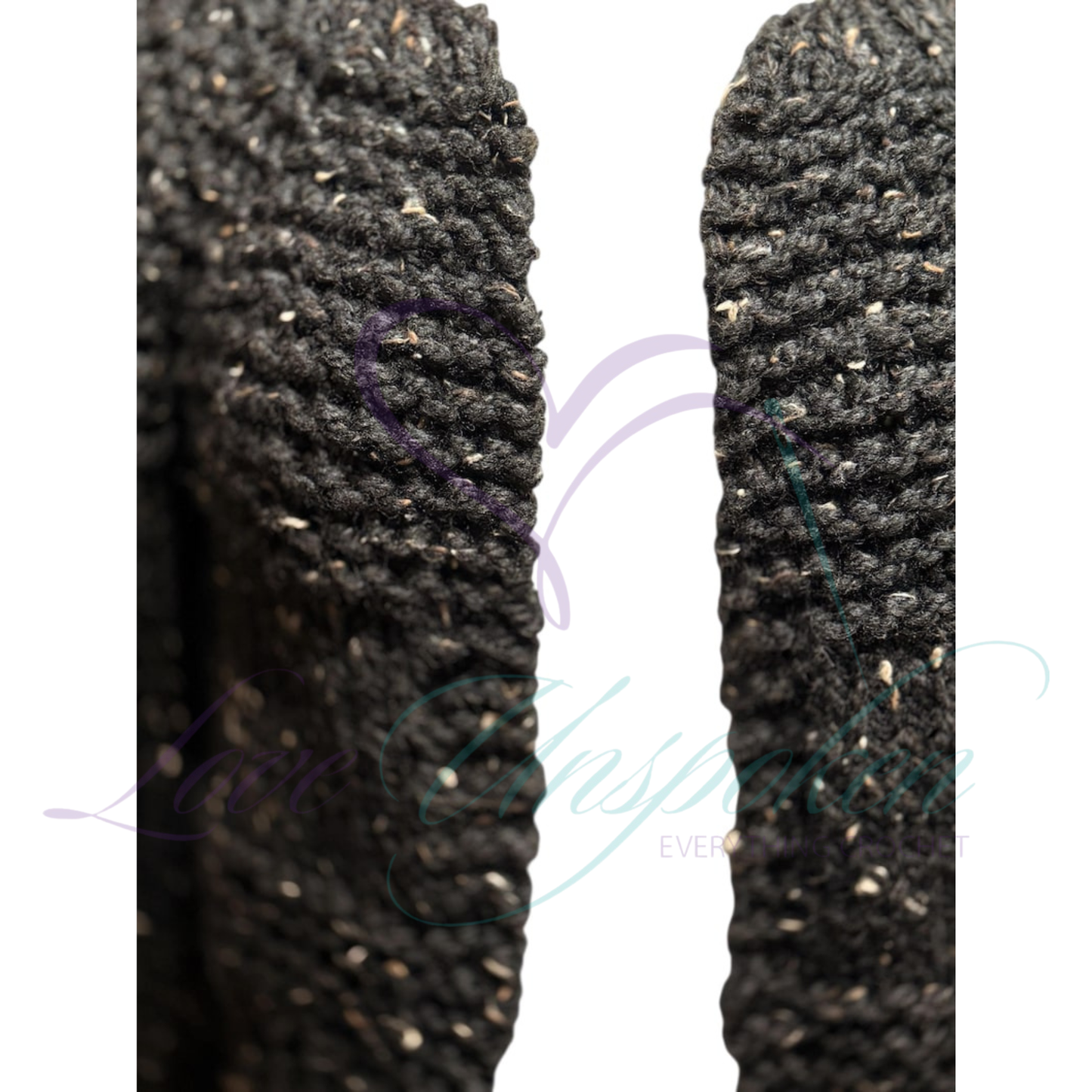Handmade Crop Black Wool Cardigan | Crochet Open-Front Jacket