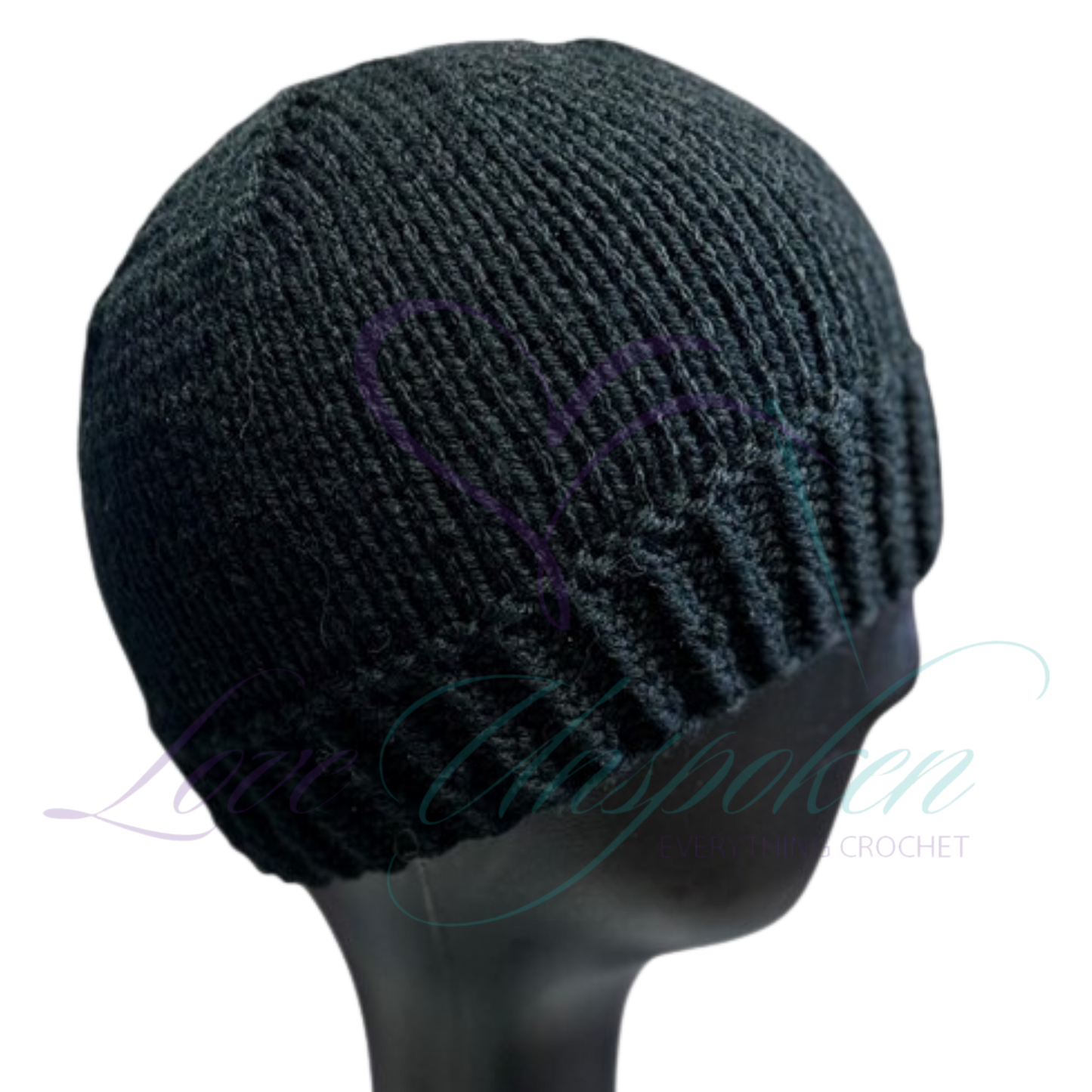 Handmade Fitted Crochet Beanie in Black | Classic Knit Hat