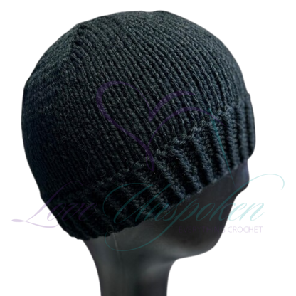 Handmade Fitted Crochet Beanie in Black | Classic Knit Hat