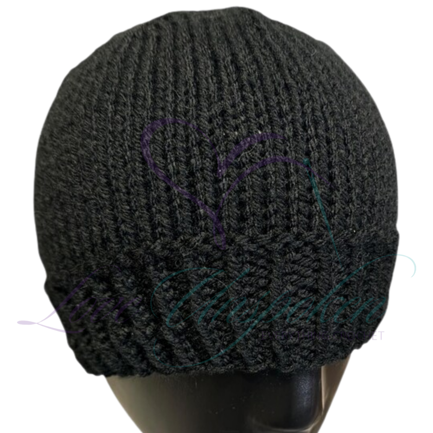 Handmade Fitted Crochet Beanie in Black | Classic Knit Hat