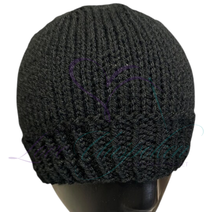 Handmade Fitted Crochet Beanie in Black | Classic Knit Hat