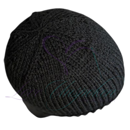 Handmade Fitted Crochet Beanie in Black | Classic Knit Hat