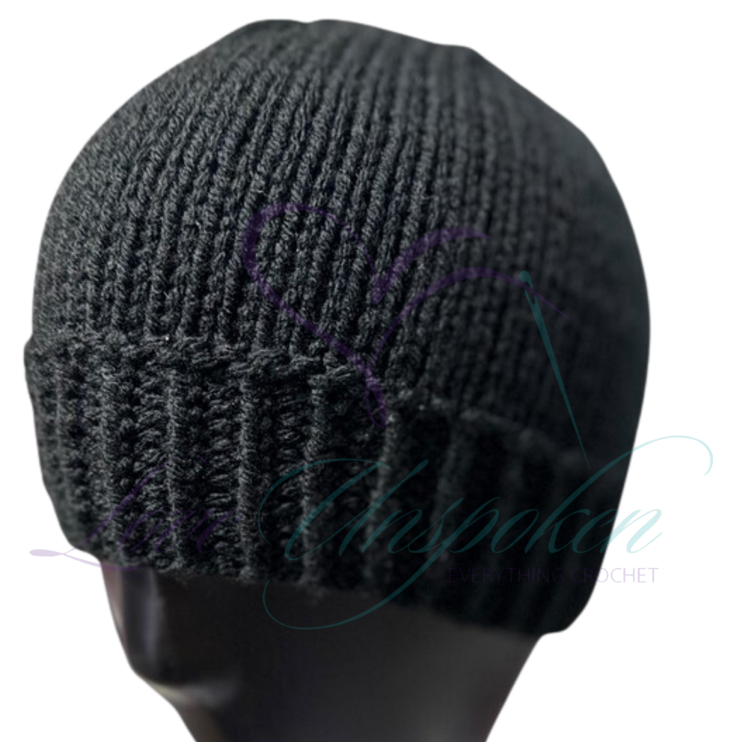 Handmade Fitted Crochet Beanie in Black | Classic Knit Hat