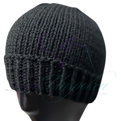 Handmade Fitted Crochet Beanie in Black | Classic Knit Hat