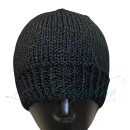 Handmade Fitted Crochet Beanie in Black | Classic Knit Hat