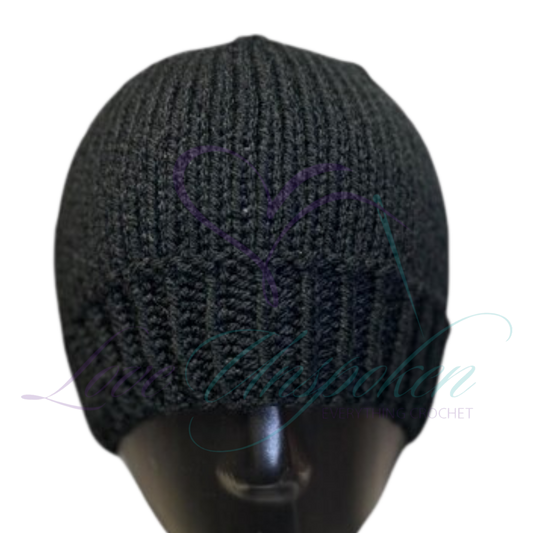 Handmade Fitted Crochet Beanie in Black | Classic Knit Hat