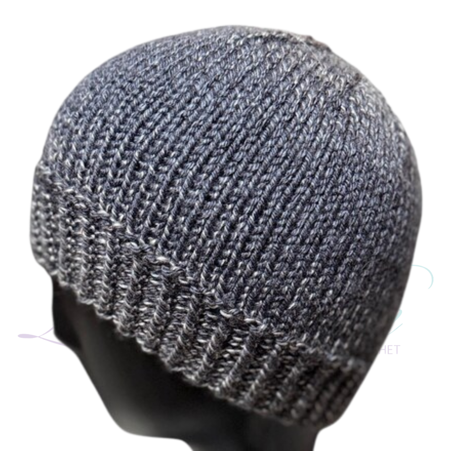 Handmade Fitted Crochet Beanie in Black Gradient | Ombre Knit Hat