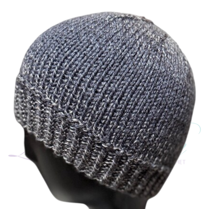 Handmade Fitted Crochet Beanie in Black Gradient | Ombre Knit Hat