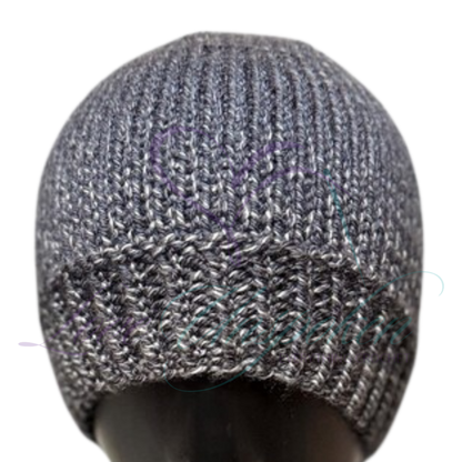 Handmade Fitted Crochet Beanie in Black Gradient | Ombre Knit Hat