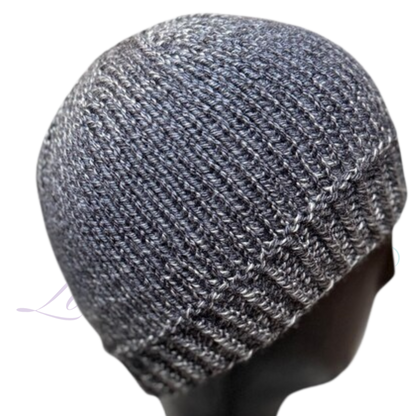 Handmade Fitted Crochet Beanie in Black Gradient | Ombre Knit Hat