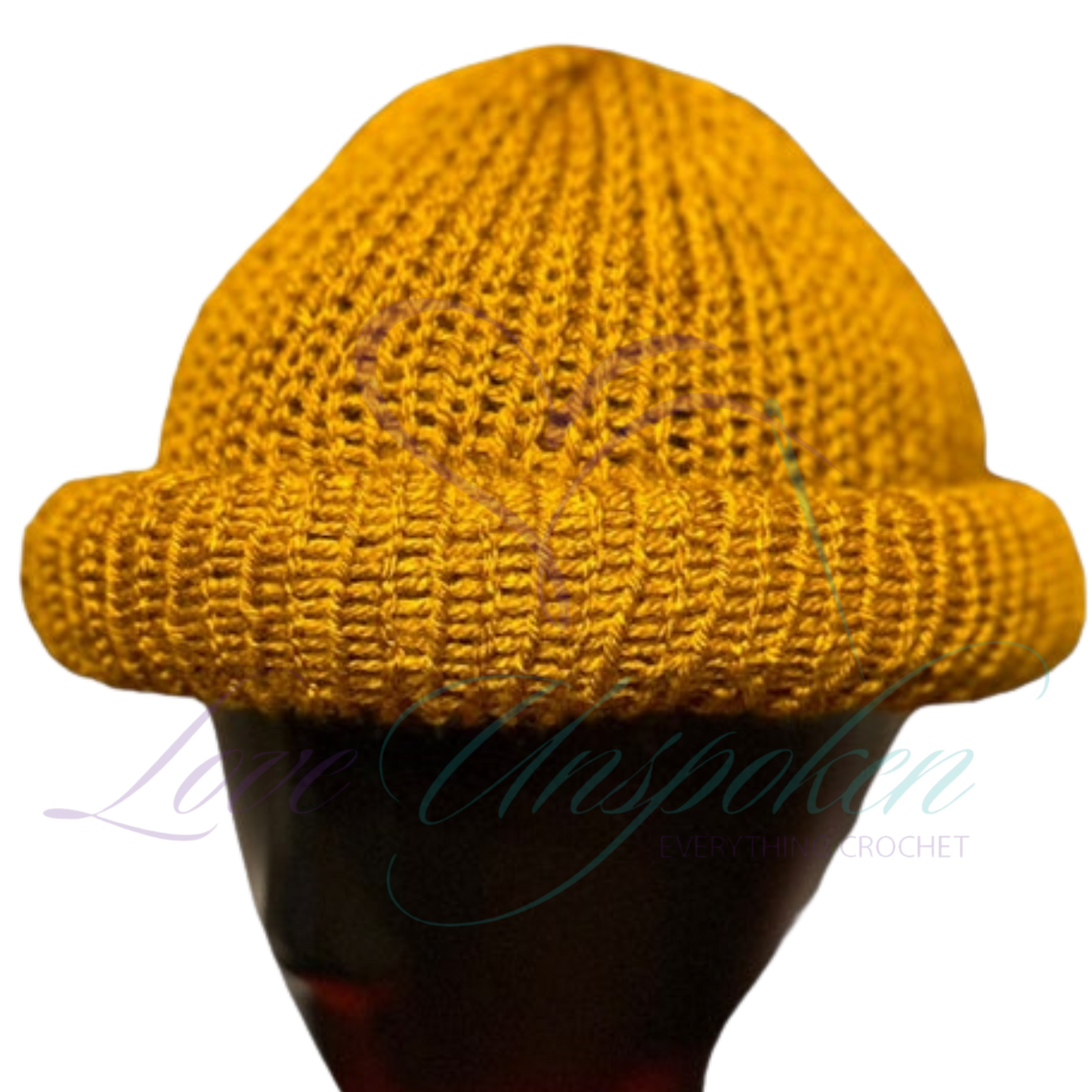 Gold Roll-Up Knit Beanie | Handmade Fisherman Hat