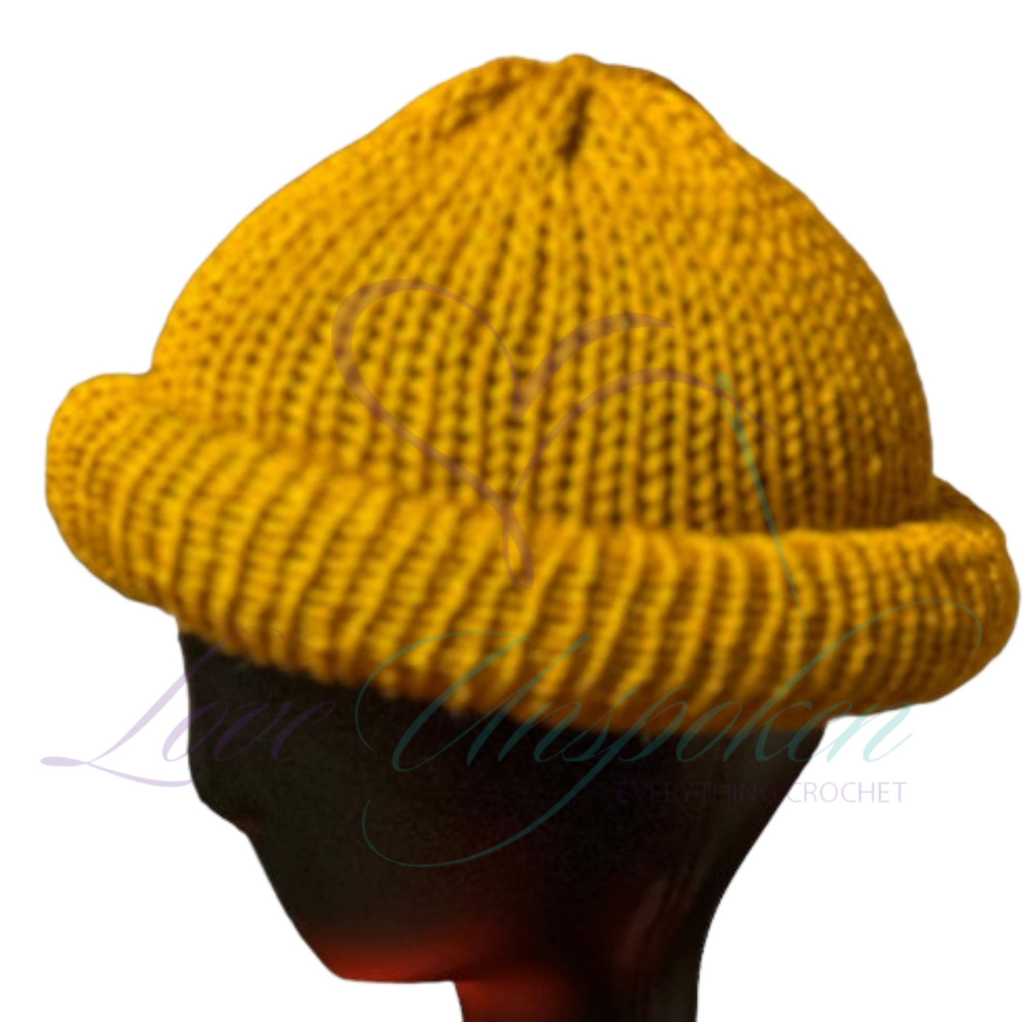 Gold Roll-Up Knit Beanie | Handmade Fisherman Hat