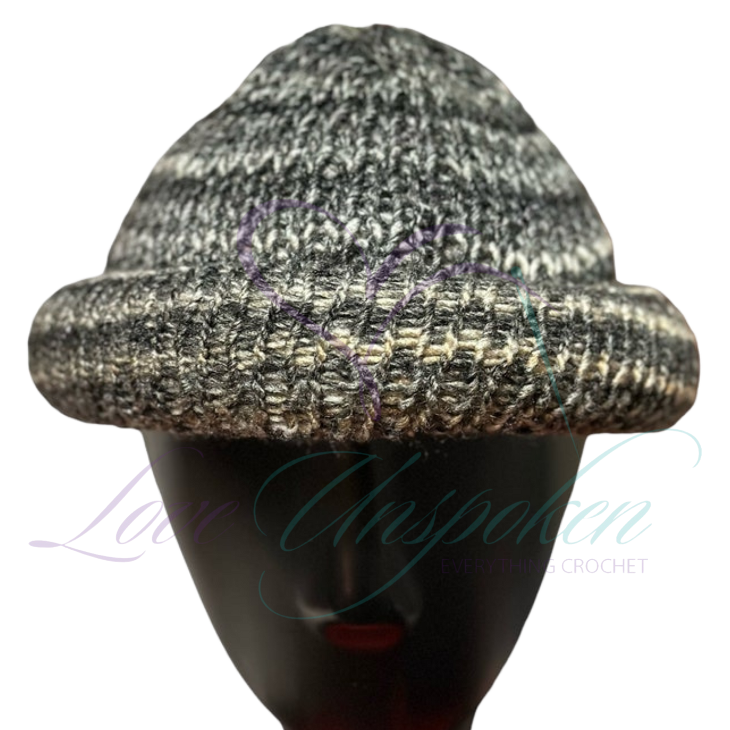 Grey Black Roll Up Knit Beanie