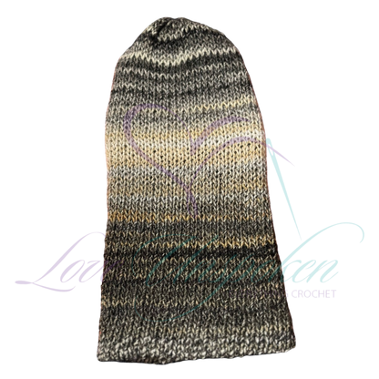 Grey Black Roll Up Knit Beanie
