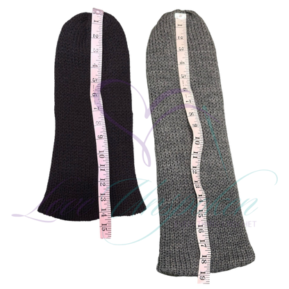 Grey Black Roll Up Knit Beanie