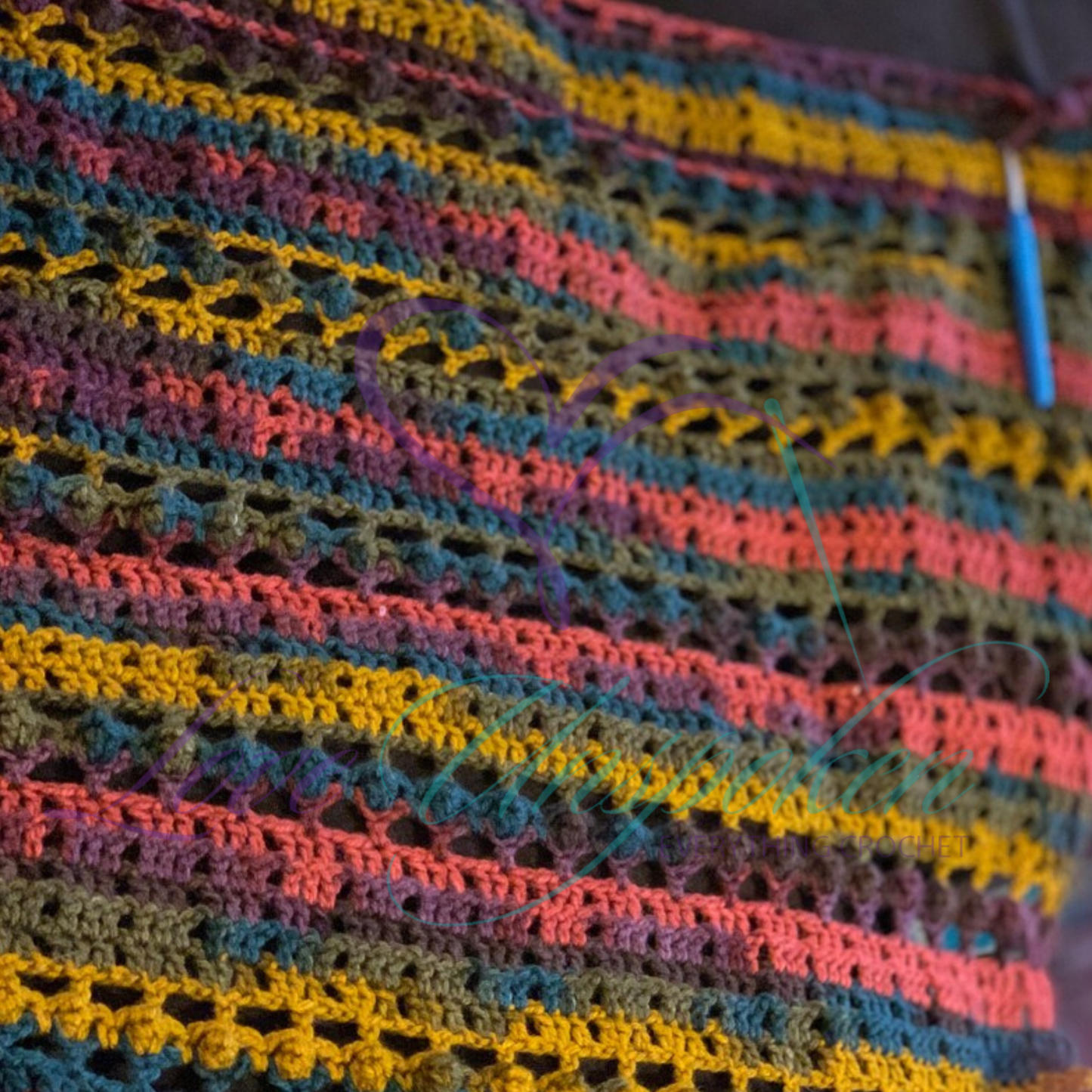Handmade Droplet Shawl | Multi-Color Knit Wrap and Scarf