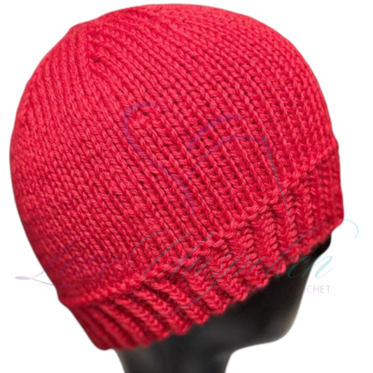 Handmade Merino Wool Fitted Beanie in Red | Soft Knit Hat