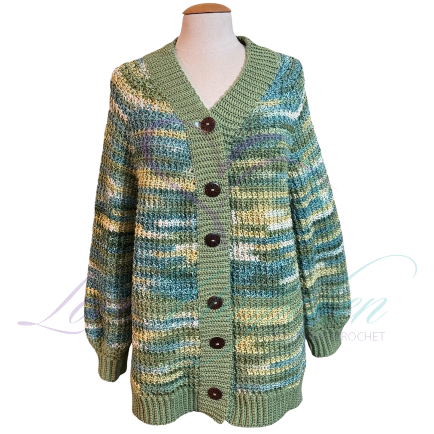 Handmade Multi-Color Variegated Crochet Cardigan | Colorful Knit Open-Front Jacket