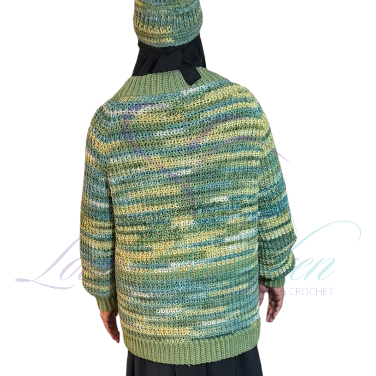 Handmade Multi-Color Variegated Crochet Cardigan | Open-Front Knit Jacket