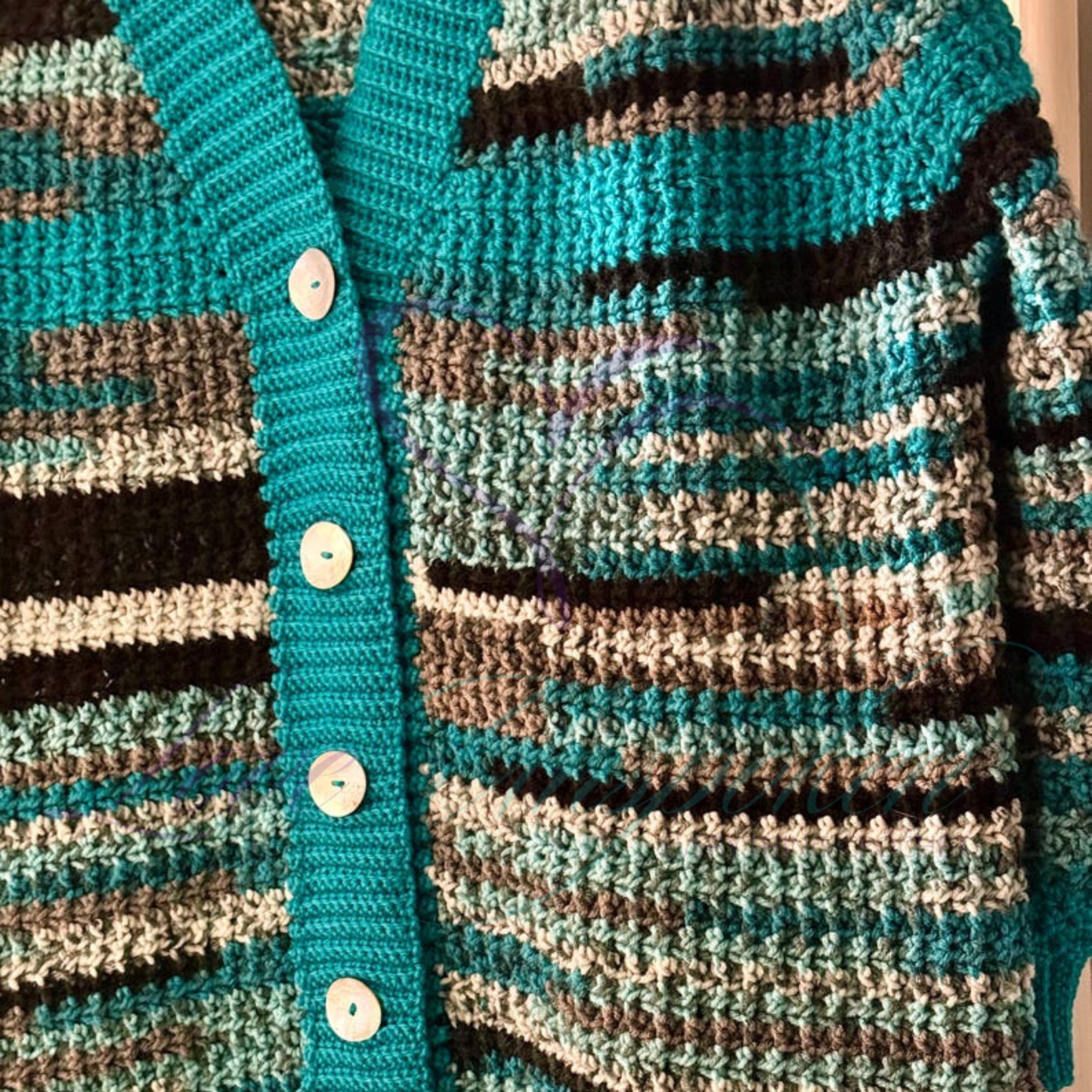 Handmade Multi-Color Variegated Crochet Cardigan and Hat Set | Gift-Ready Knit Set