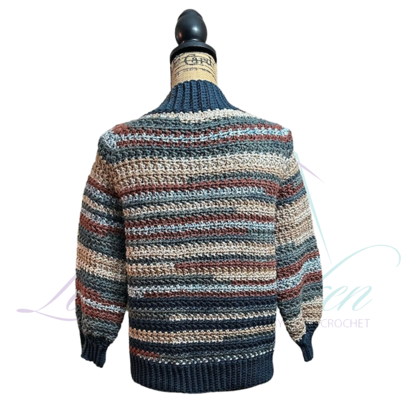 Handmade Multi-Color Variegated Crochet Cardigan and Hat Set | Wearable Art