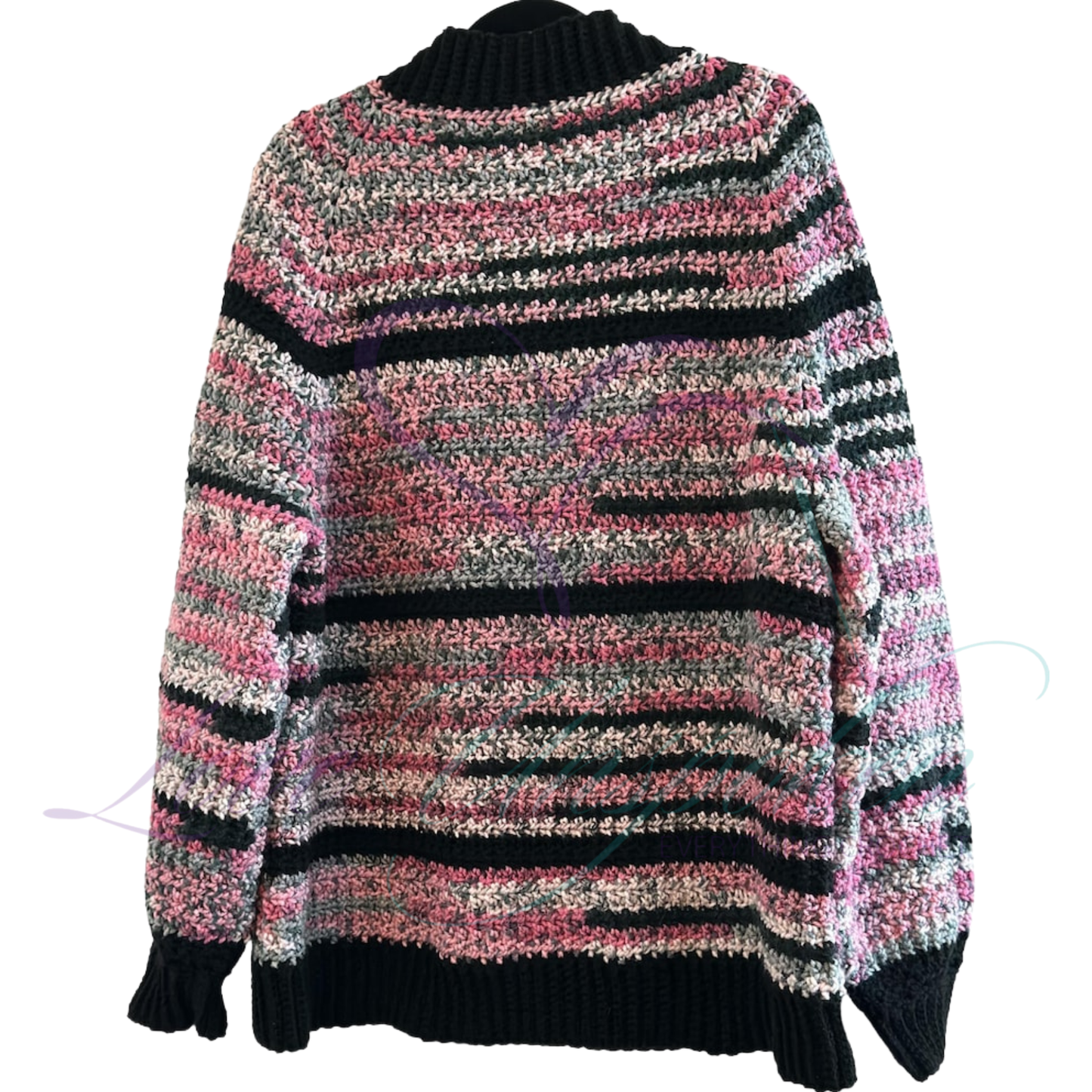 Handmade Maxi Multi-Color Variegated Crochet Cardigan and Hat Set
