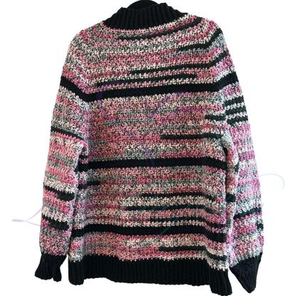 Handmade Maxi Multi-Color Variegated Crochet Cardigan and Hat Set