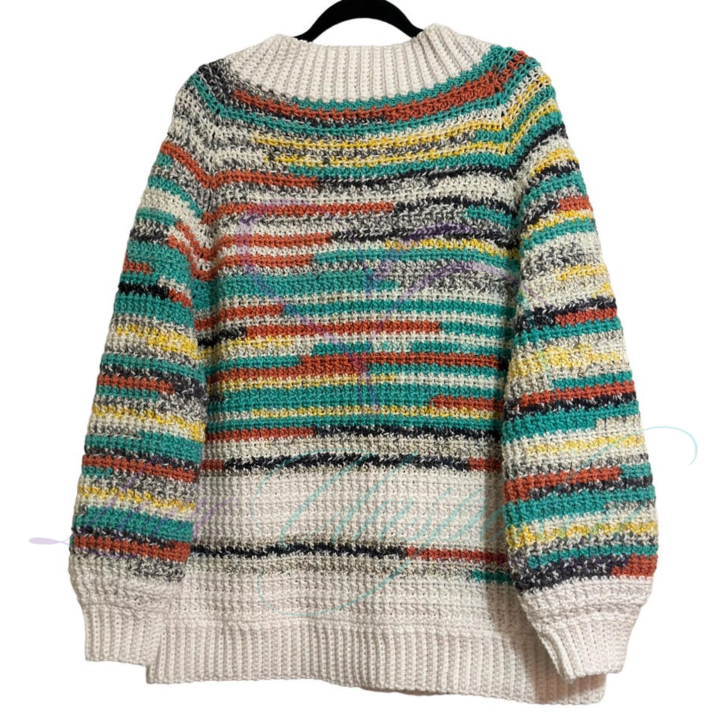 Multi Color Crocheted Variegated Cardigan and Hat Set