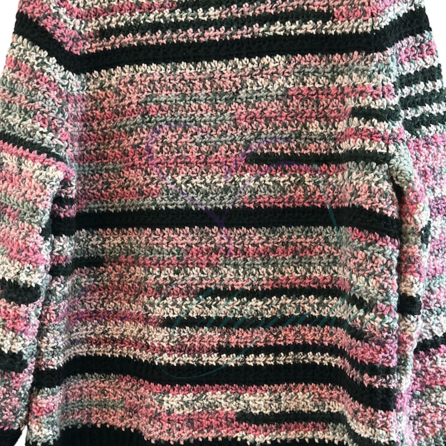 Handmade Maxi Multi-Color Variegated Crochet Cardigan and Hat Set
