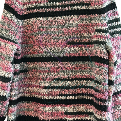 Handmade Maxi Multi-Color Variegated Crochet Cardigan and Hat Set