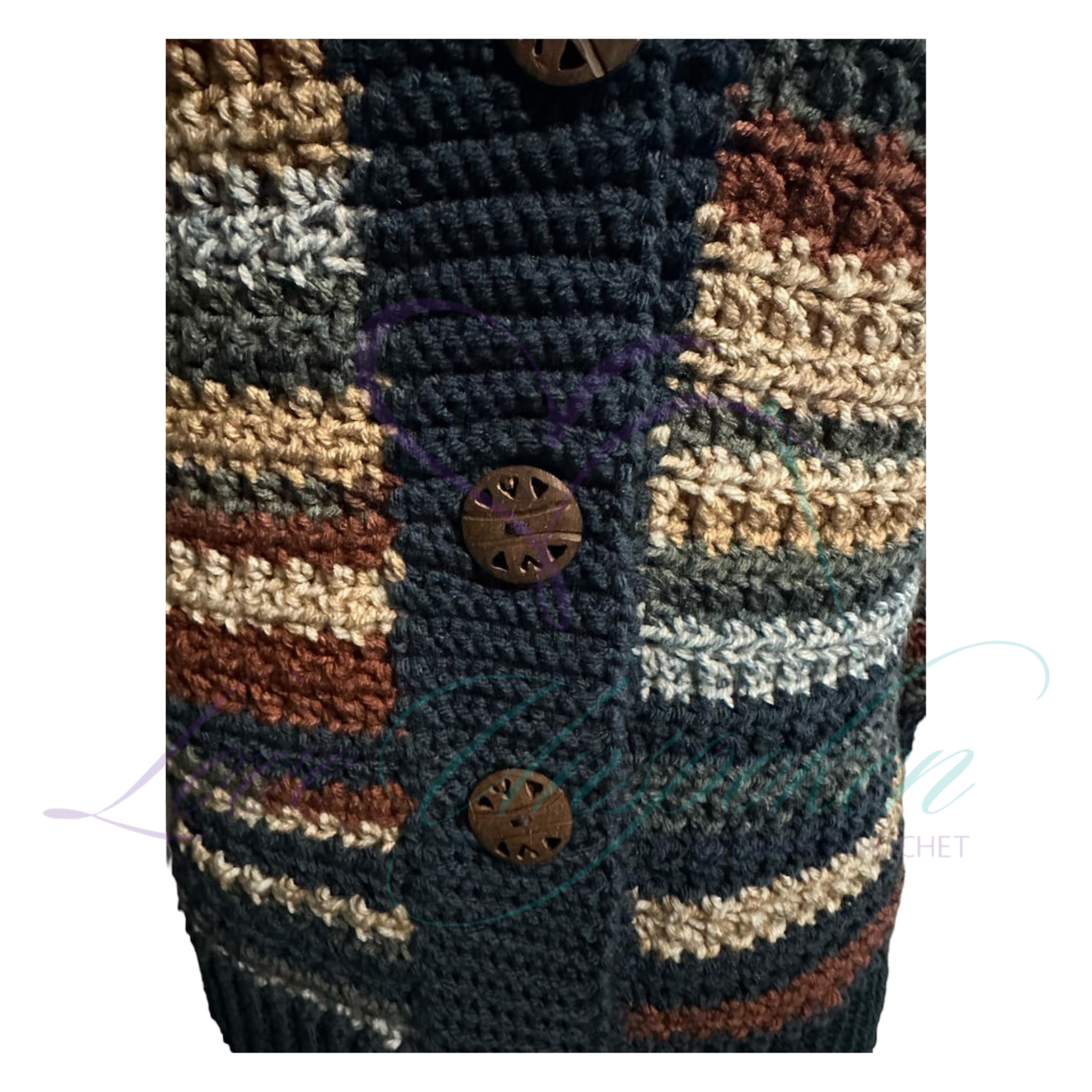 Handmade Multi-Color Variegated Crochet Cardigan and Hat Set | Wearable Art