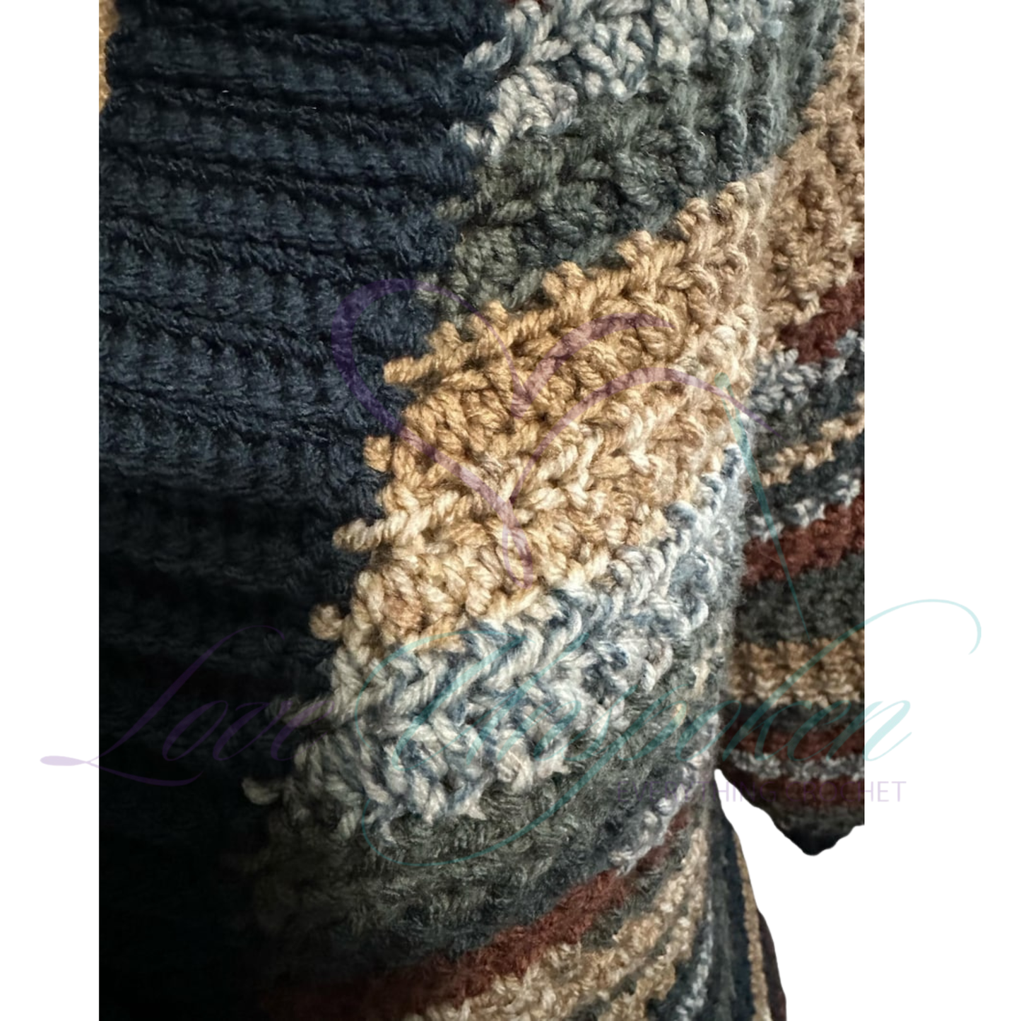 Handmade Multi-Color Variegated Crochet Cardigan and Hat Set | Wearable Art