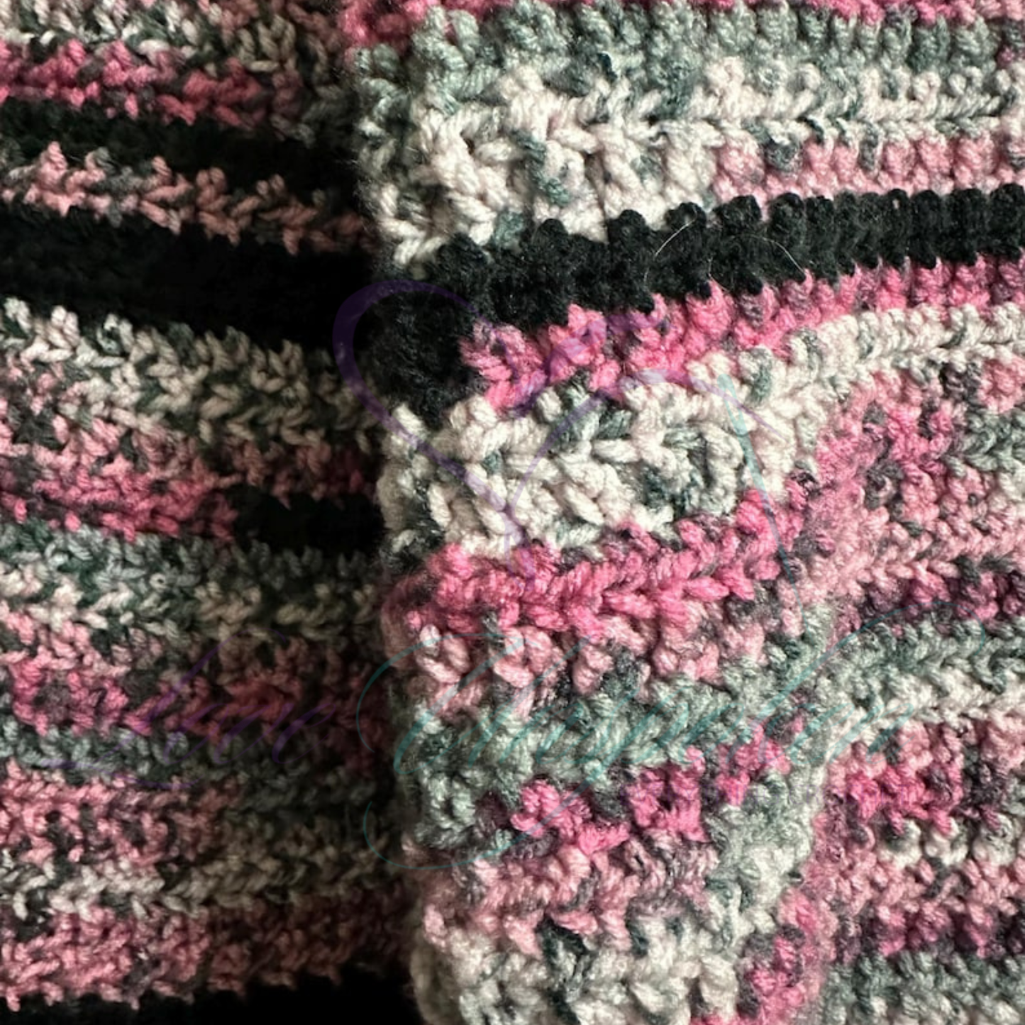 Handmade Maxi Multi-Color Variegated Crochet Cardigan and Hat Set