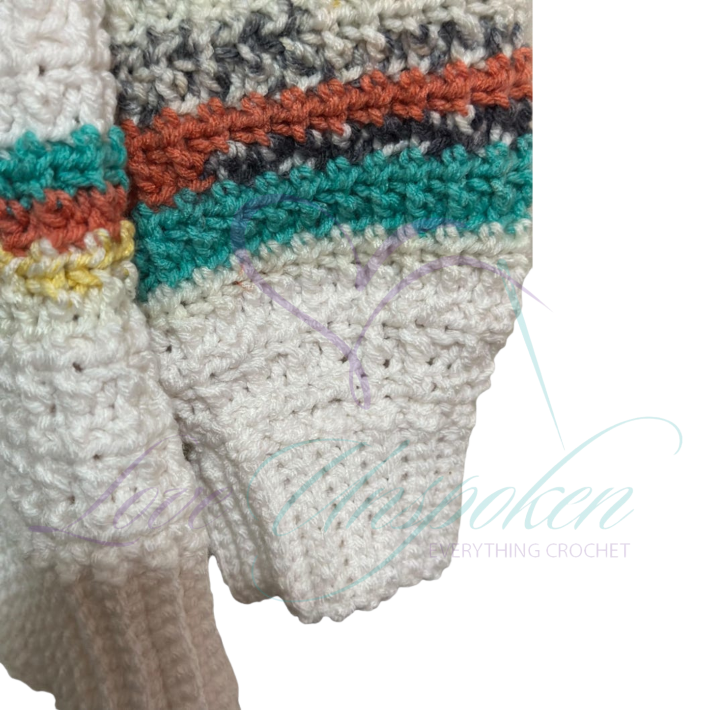 Multi Color Crocheted Variegated Cardigan and Hat Set