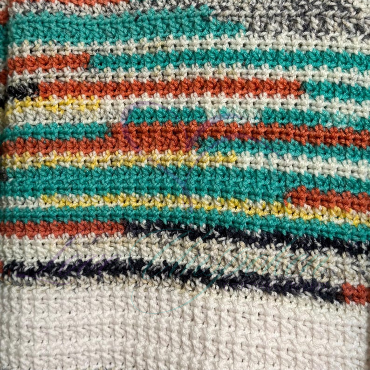 Multi Color Crocheted Variegated Cardigan and Hat Set