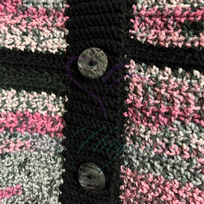 Handmade Maxi Multi-Color Variegated Crochet Cardigan and Hat Set
