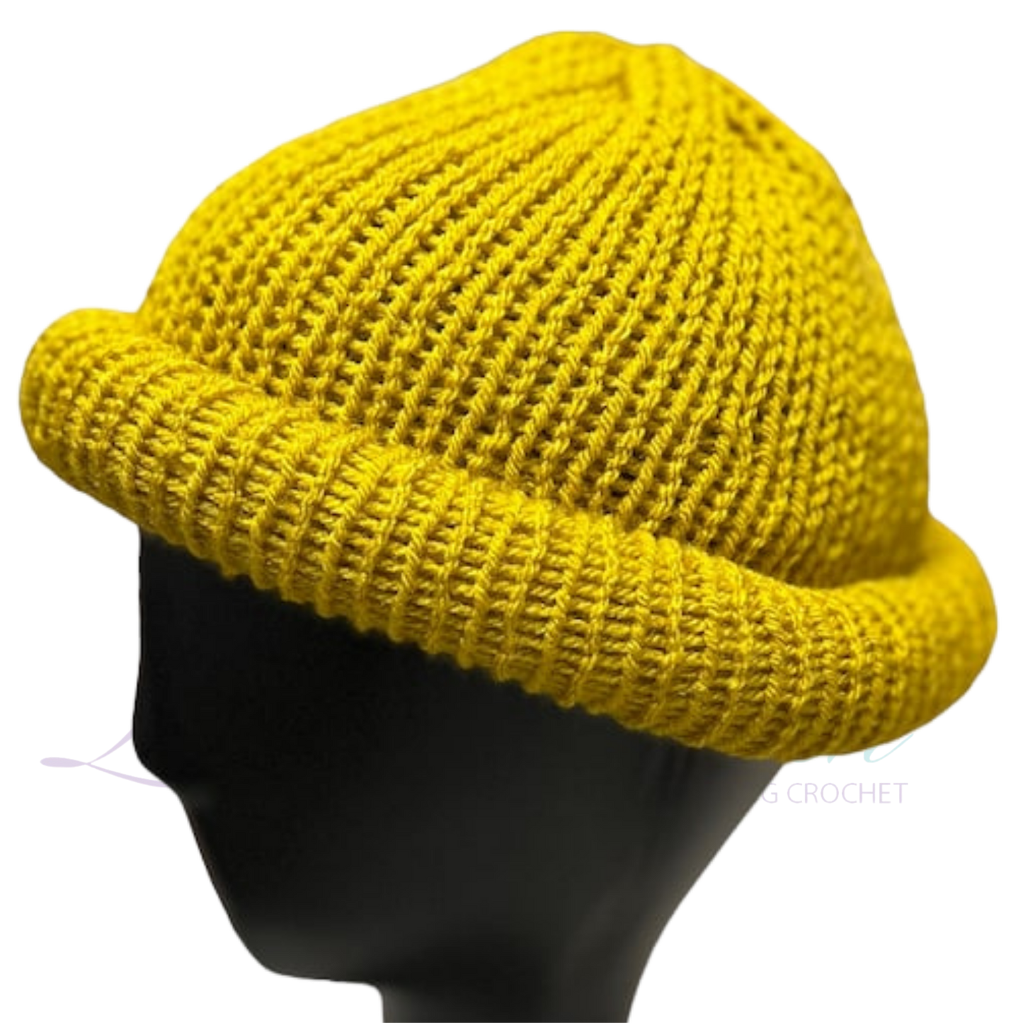 Mustard Roll-Up Docker Hat | Handmade Knit Kufi Fisherman Cap