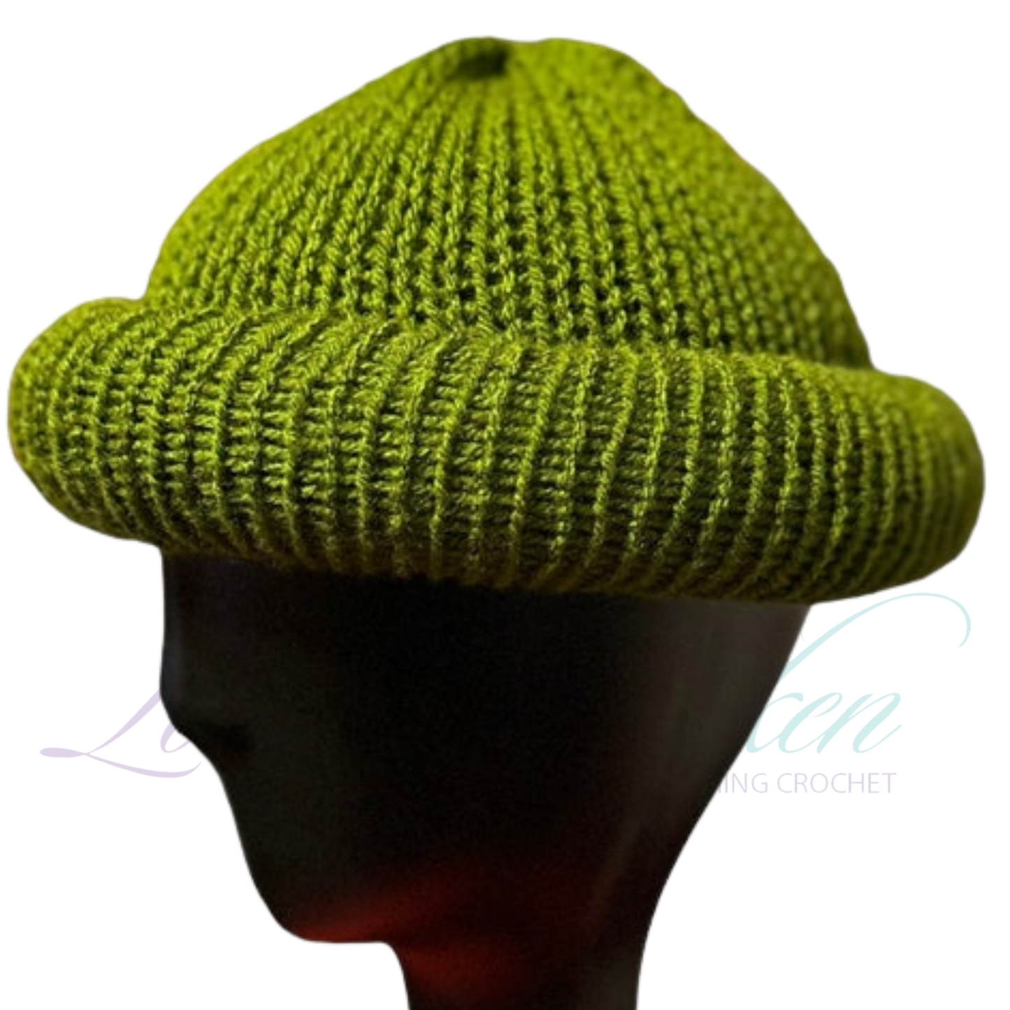 Olive Roll-Up Knit Beanie | Handmade Fisherman Hat Skull Cap