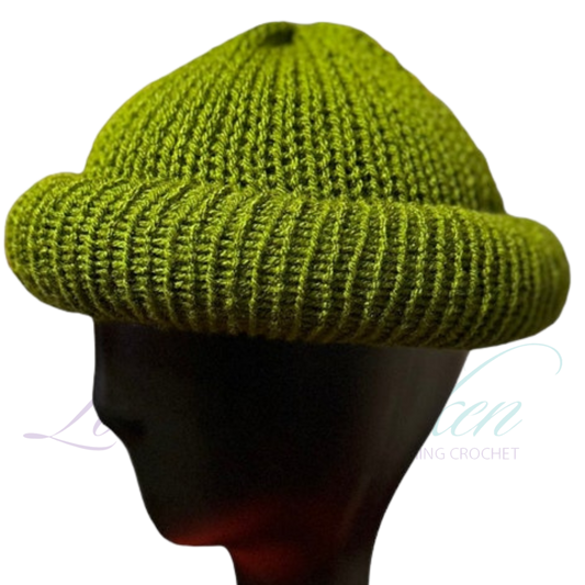Olive Roll-Up Knit Beanie | Handmade Fisherman Hat Skull Cap