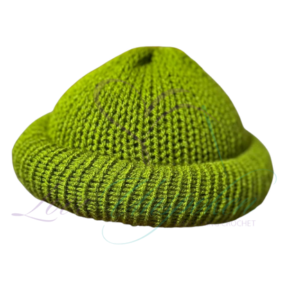 Olive Roll-Up Knit Beanie | Handmade Fisherman Hat Skull Cap